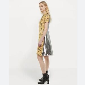 JUNYA WATANABE COMME DES GARCONS yellow silver floral print DRESS 2015, size L